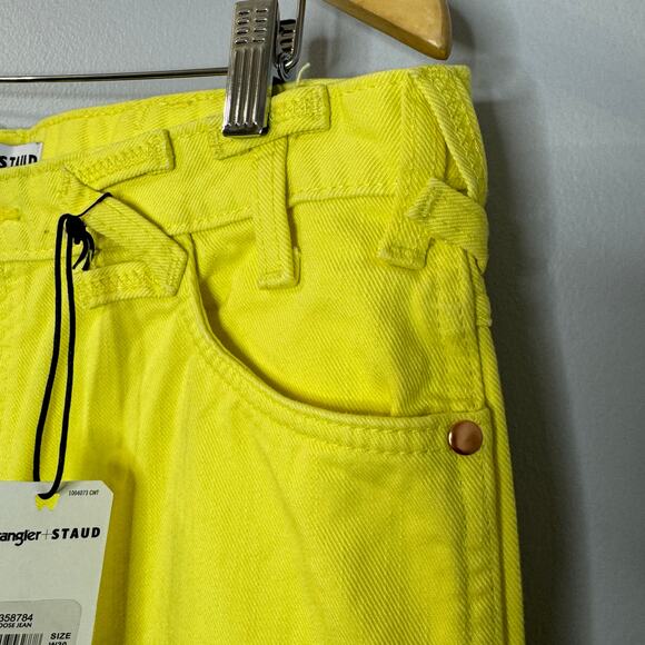 Staud + Wrangler The Loose Jean Mid Ultra Relaxed Fit Yellow Women's 30x32 New - Picture 10 of 14
